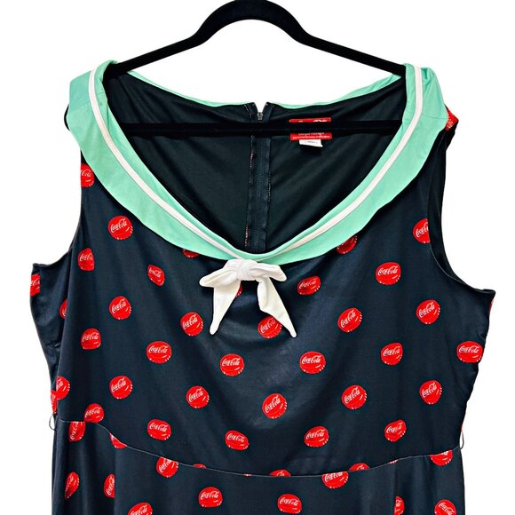 Unique Vintage Coca Cola Retro Midi Dress Fit & Flare Sleeveless Limited Edition - Picture 5 of 11